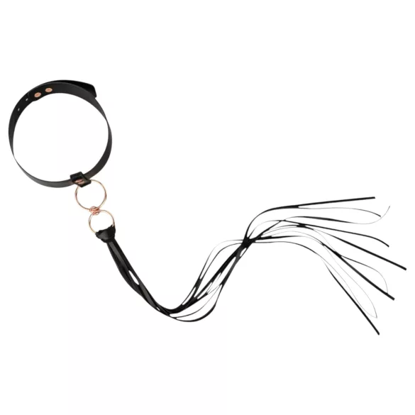 Rosy Gold - halsbånd & pisk (svart)