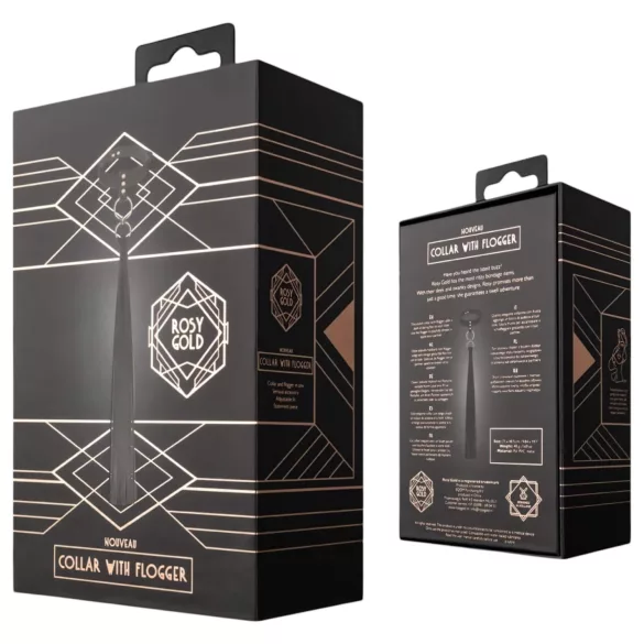 Rosy Gold - halsbånd & pisk (svart)