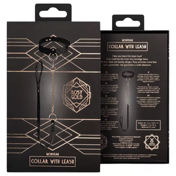 Rosy Gold - halsbånd og bånd (svart-roségull)