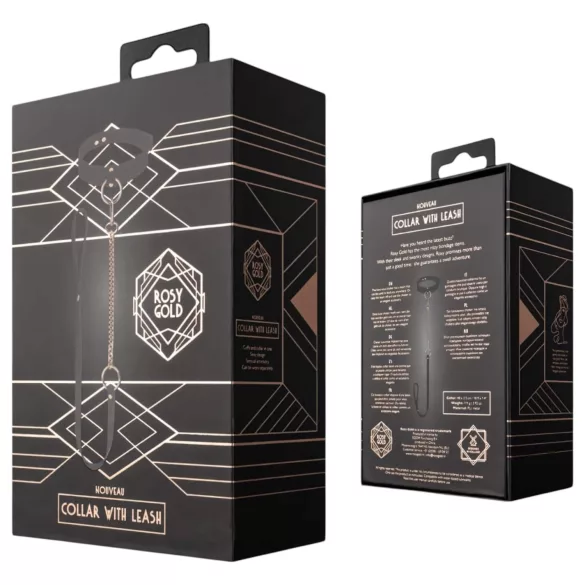 Rosy Gold - halsbånd og bånd (svart-roségull)