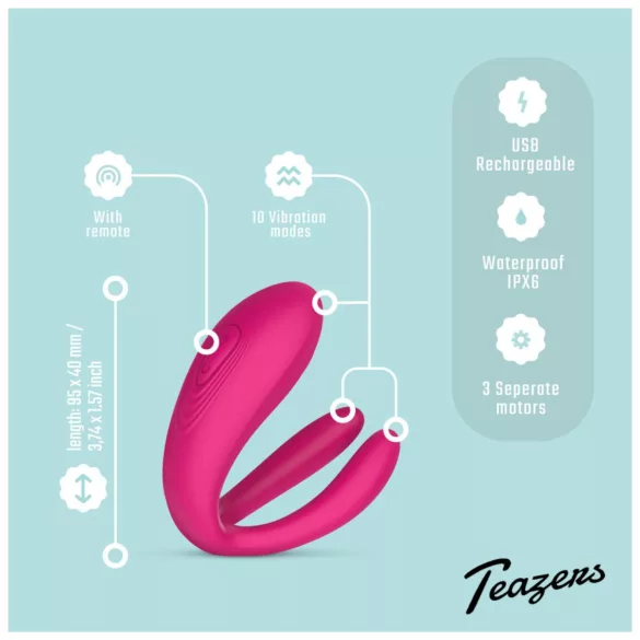 Teazers - 3-motors parvibrator (rosa)