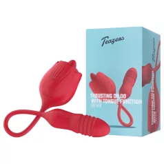   Teazers Rose - støtvibrator med tungeformet klitorisstimulator (rød)