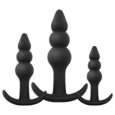 EasyToys - Kulesett Analplugg - 3 deler (svart)