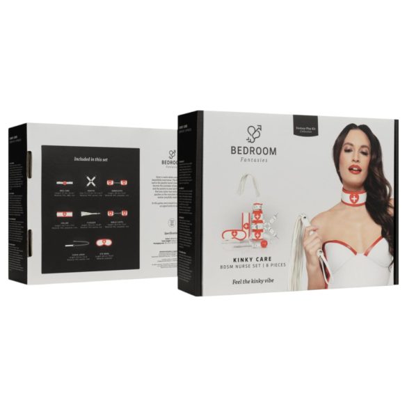 Soveromsfantasier - 8-delt sykepleiersett (rød-hvit)