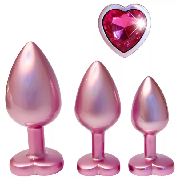 Dreamtoys Gleaming Love - hjerteformet analpluggssett (rosa)