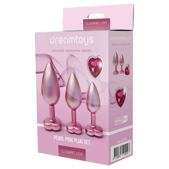Dreamtoys Gleaming Love - hjerteformet analpluggssett (rosa)