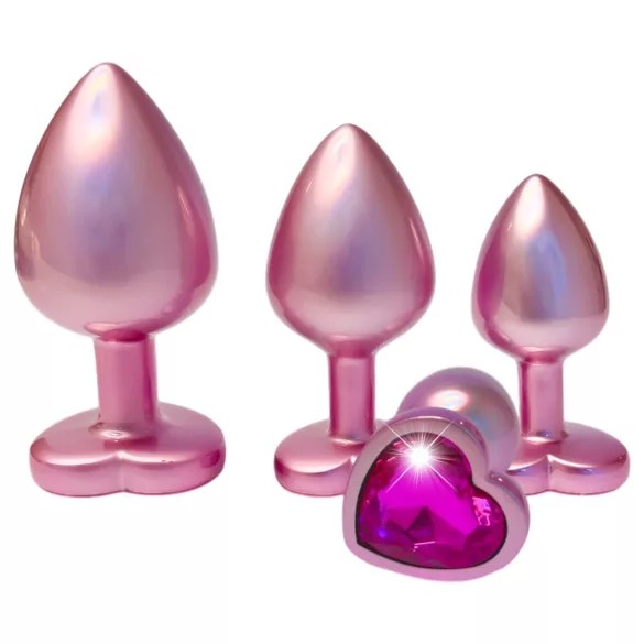 Dreamtoys Gleaming Love - hjerteformet analpluggssett (rosa)