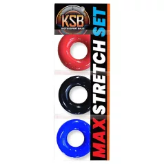   Kiotos Max-Stretch - elastisk penisring‑sett (svart/rød/blå)