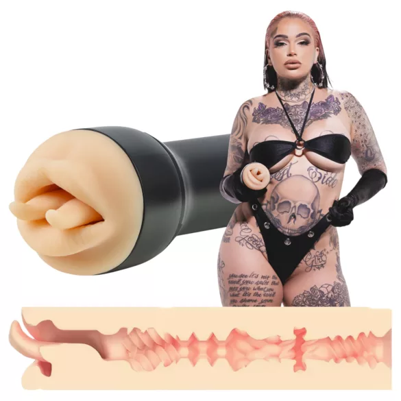 Kiiroo Feel Leigh Raven - kunstig munn med utskåret tunge (naturfarge)