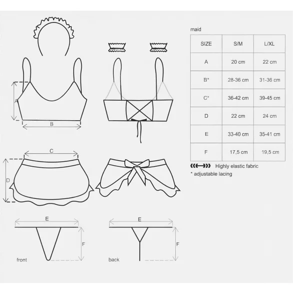 Maid Obsession - forførende stuepikekostyme (5 deler)