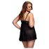 BACI Plus Size - Åpen prikkete babydoll - svart (XL-XXL)
