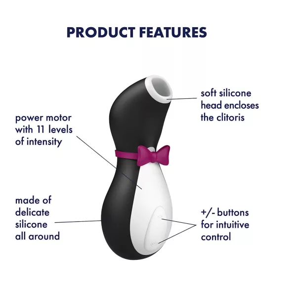 Satisfyer Penguin - oppladbar, vanntett klitorisstimulator (svart/hvit)