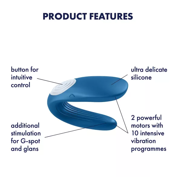 Satisfyer Double Whale - 2-motors parvibrator (blå)