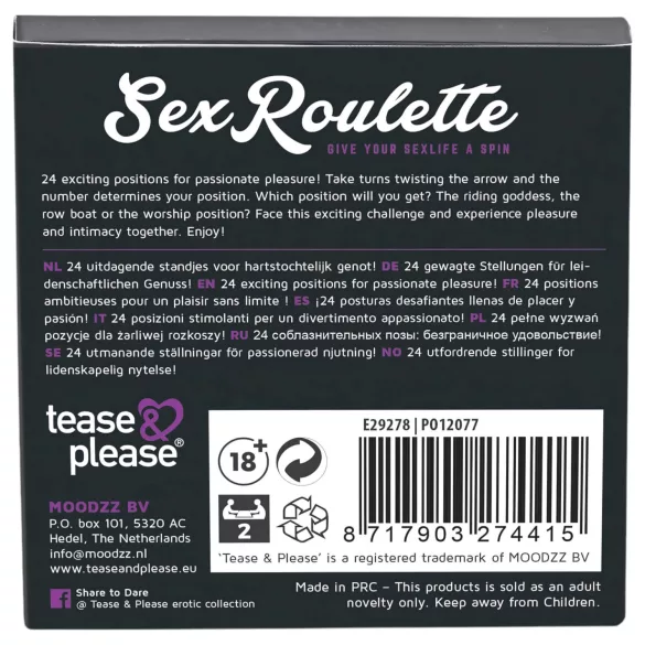 Sex Roulette Kama Sutra - erotisk brettspill (10 språk)