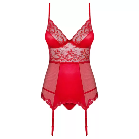 Obsessive Lovica - blonde overdel med strømpeholder og tanga (rød)