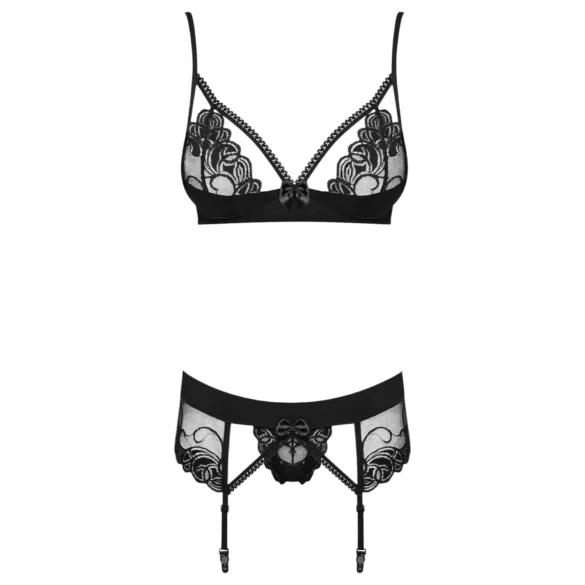 Obsessive Wonderia - brodert blondesett i sort undertøy - L/XL