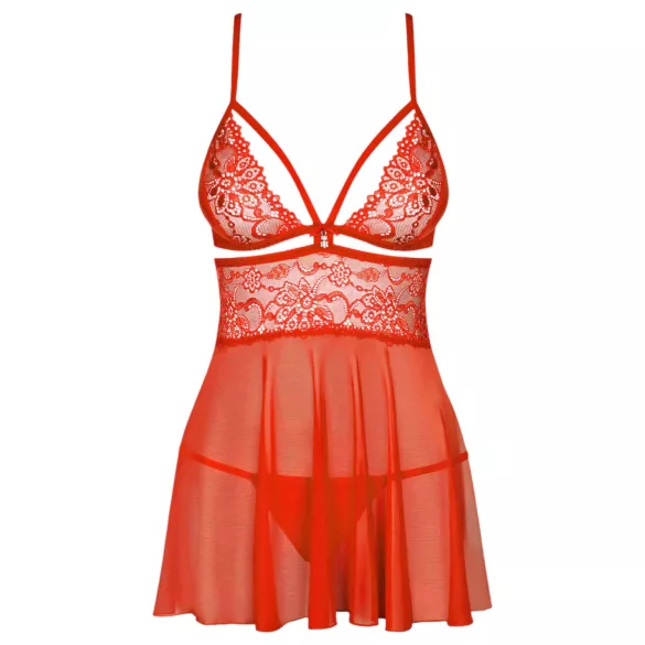 Obsessive 838-BAB-3 - pikant blonder babydoll og stringtruse (rød) - XXL