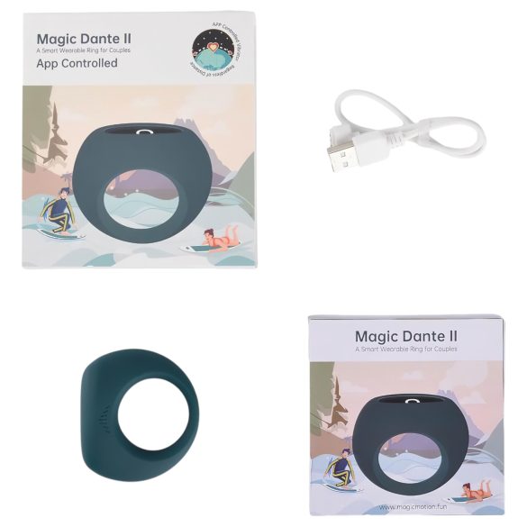 Magic Motion Dante II - smart oppladbar vibrasjonsring for menn (blå)