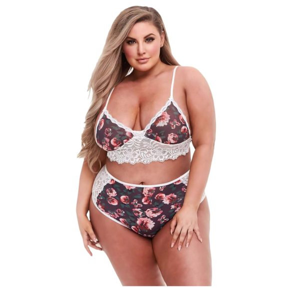 Baci Plus Size - Blomstrete, Blondeundertøysett
