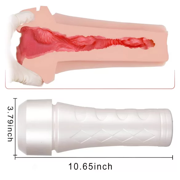 Tracy's Dog 3D Stroker - Realistisk Kunstvagina i Etui (Hvit-Natur)